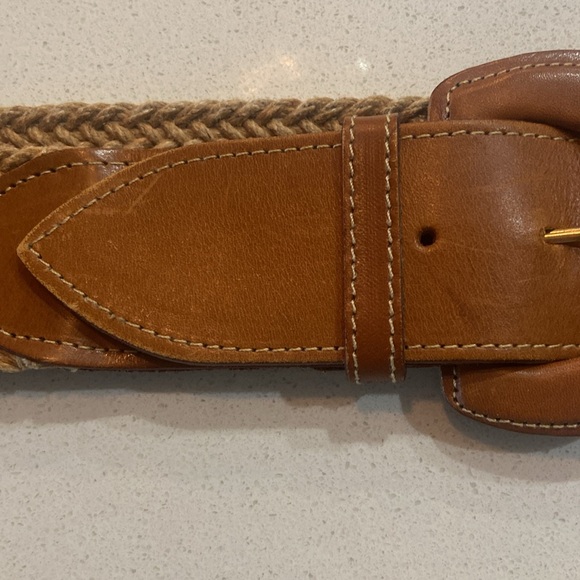 Banana Republic Jute Fabric & Leather Tip Belt Size 28 - Picture 12 of 13